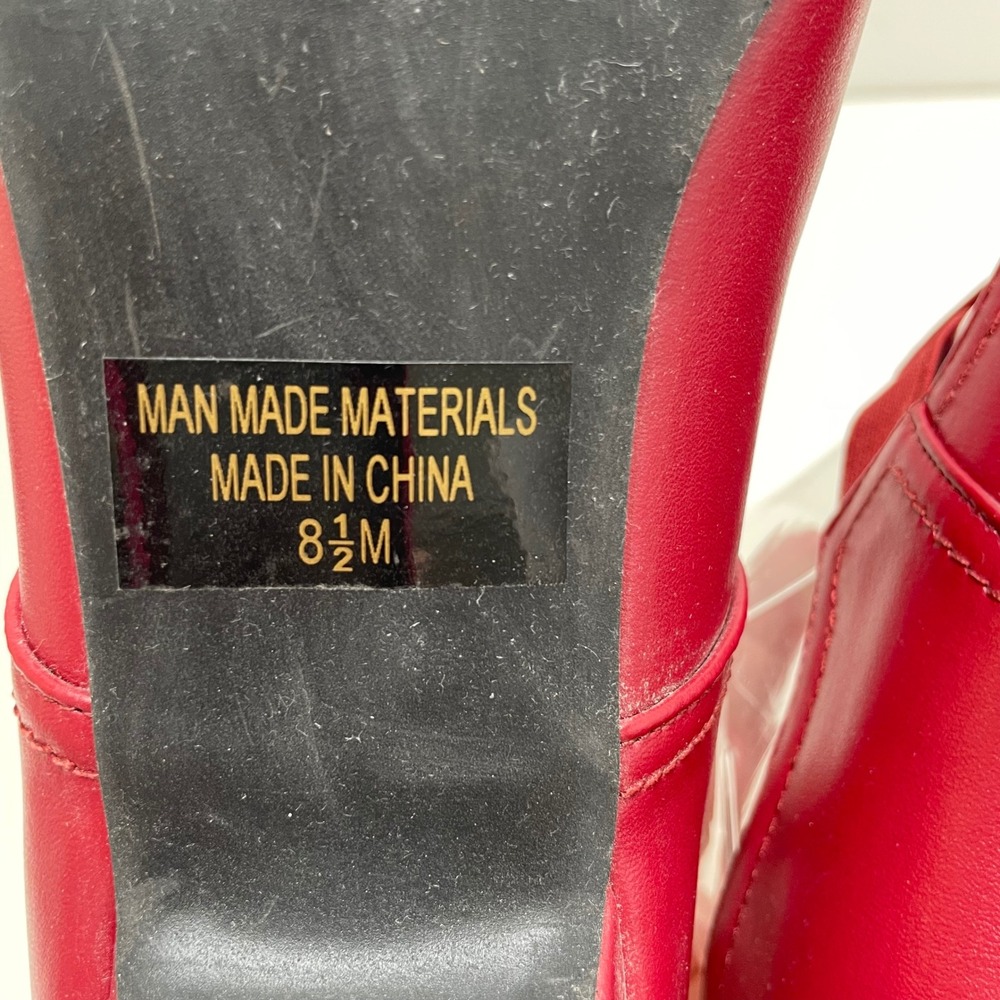 Angel Step Red T-Strap Mary Jane Low Block Heel Pump Round Toe 8.5M Retro Granny - Picture 8 of 10